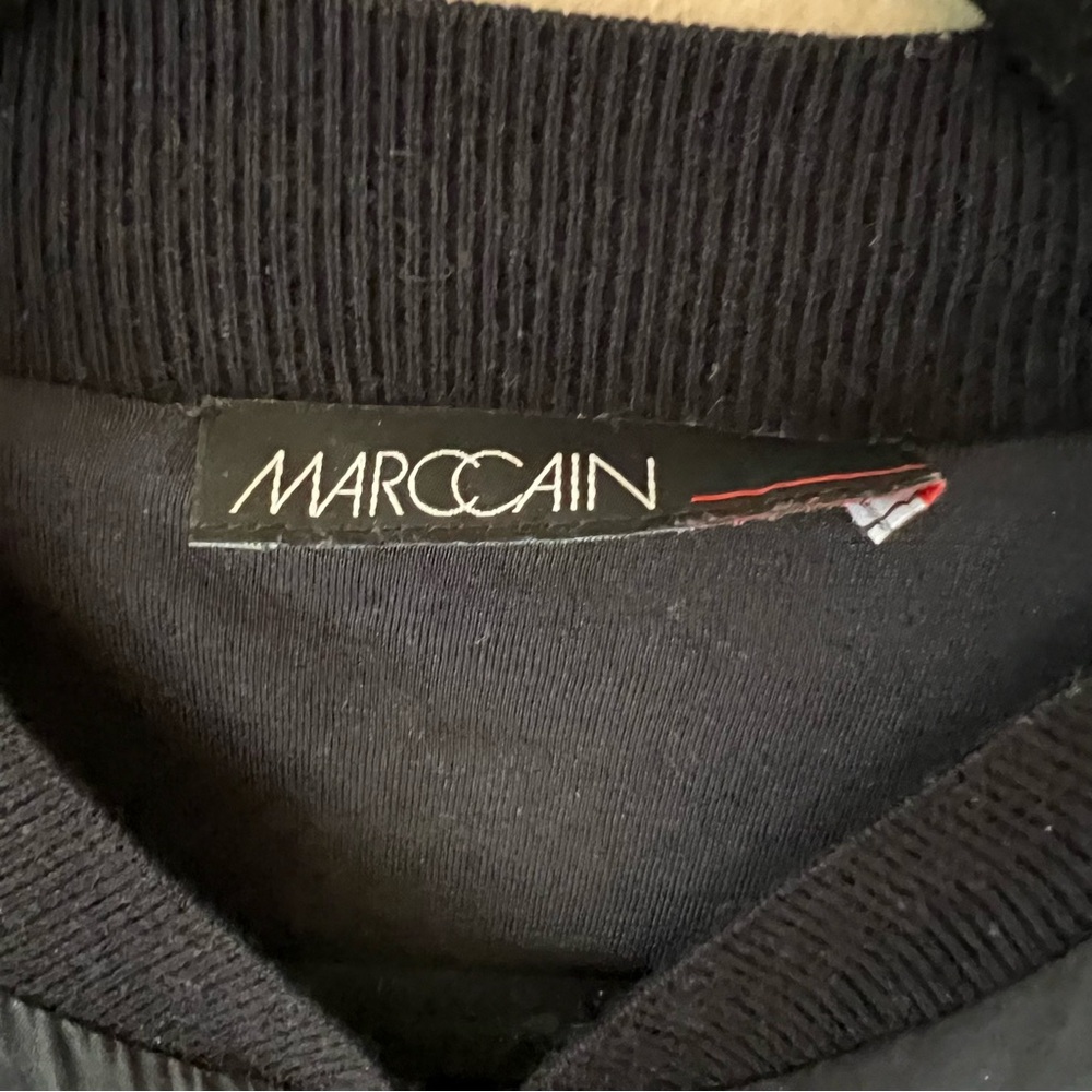 Marc Cain Black Silk Cropped Bomber Jacket Embroidered On Back Zip Up XS/ S - Picture 4 of 9